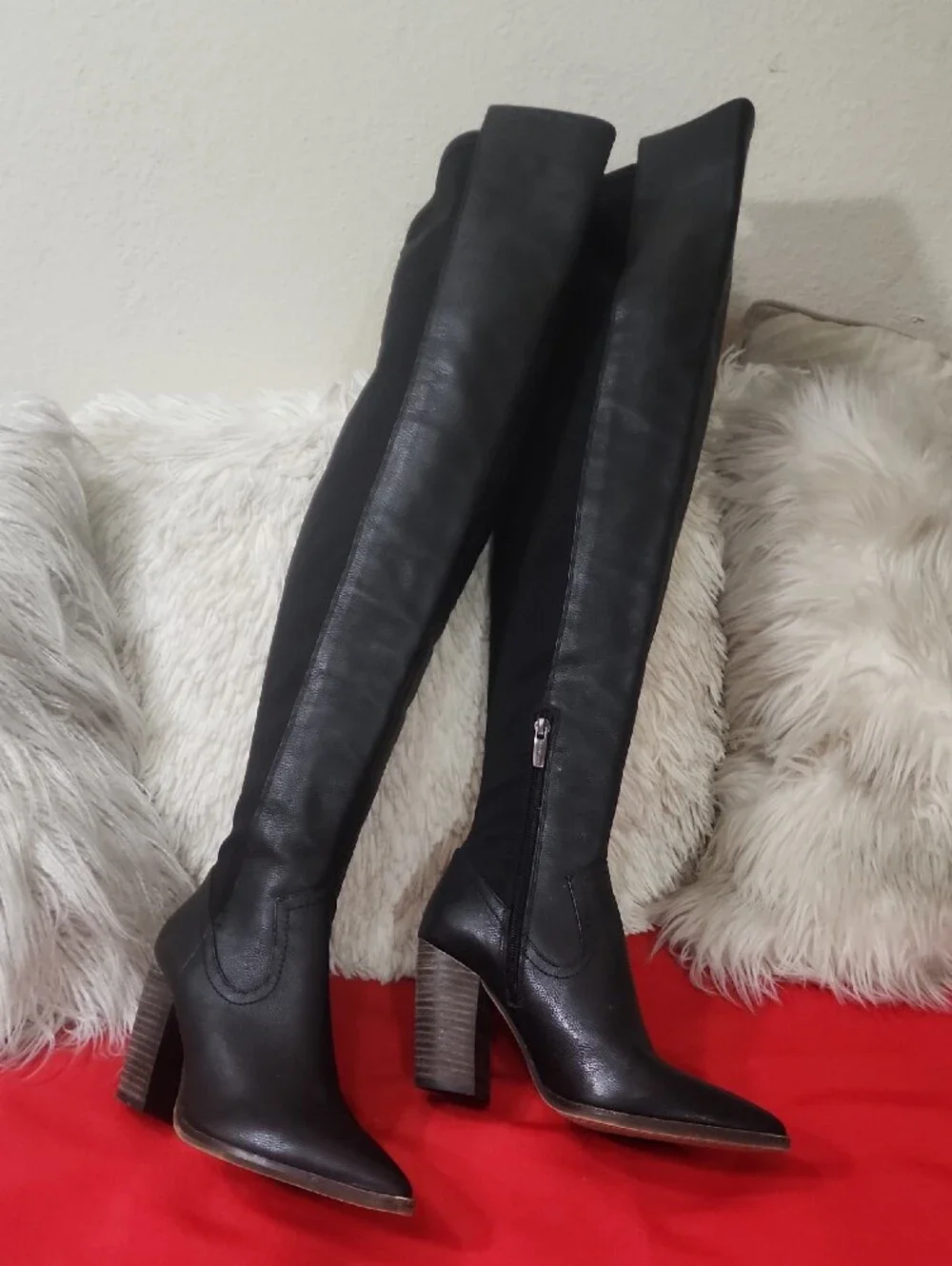 Vince Camuto Cottara Black Over-the-Knee Block Heel Boots